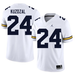 Embroidery Bryson Kuzdzal #24 College Football University of Michigan White Mens Jerseys 834469-408