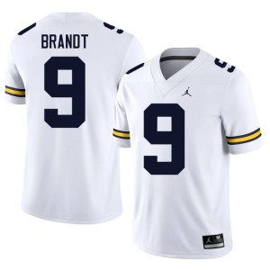 Player College Football Men's White Cameron Brandt U-M #9 Jerseys 926714-805