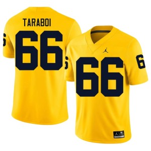 University Men's U-M #66 College Football Dan Taraboi Maize Jersey 895766-954
