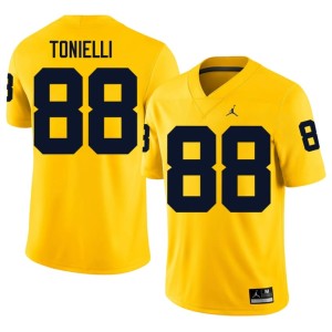 Embroidery Michigan Wolverines #88 College Football Mens Deakon Tonielli Maize Jerseys 793948-932