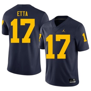 Official Enow Etta Michigan College Football Men #17 Navy Jerseys 559291-873