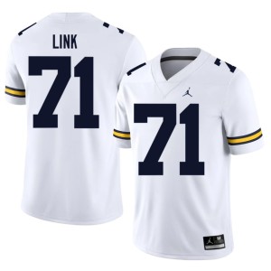 2026 White Men UMich Evan Link College Football #71 Jersey 745258-636