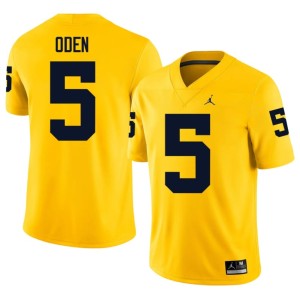 Embroidery UMich Jacob Oden Maize #5 College Football Mens Jersey 619403-370