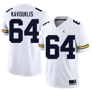 Stitched College Football White #64 Men UMich James Kavouklis Jersey 946874-194