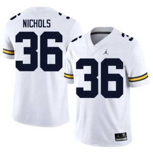 University Mens Joshua Nichols U-M #36 College Football White Jerseys 324379-683