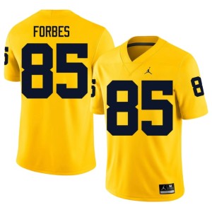Game Logan Forbes Men #85 U of M Maize College Football Jersey 252499-663