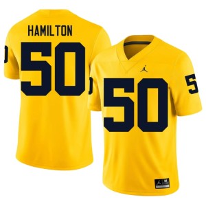 High School Luke Hamilton Maize Mens College Football U of M #50 Jerseys 880482-658