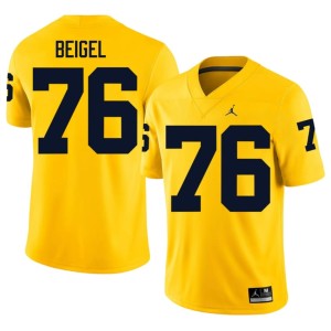 Limited College Football Maize #76 Men's U-M Manuel Beigel Jerseys 536517-469