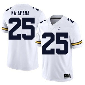 Limited College Football #25 University of Michigan Mens White Micah Ka'apana Jerseys 717288-640