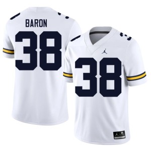High School White University of Michigan #38 College Football Men's Sam Baron Jerseys 885486-243