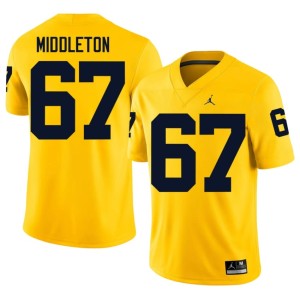 Stitched Men #67 Trent Middleton University of Michigan College Football Maize Jersey 985039-519