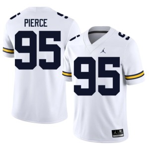 Game Trey Pierce #95 University of Michigan Wolverines White Mens College Football Jersey 543033-432