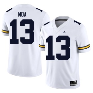 Player College Football U of M #13 White Aisea Moa Men's Jersey 733166-246
