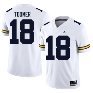 Stitched College Football Men's #18 Amani Toomer U-M White Jersey 437475-351