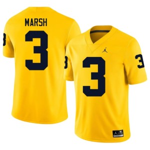 Replica Andrew Marsh College Football #3 UMich Maize Mens Jerseys 481738-997