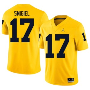 High School Brady Smigiel Men's #17 Maize College Football Wolverines Jersey 239311-685