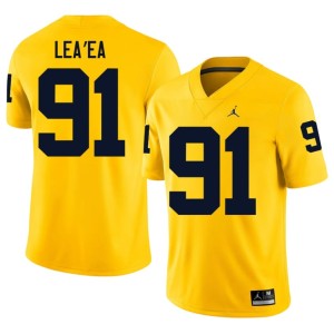 2026-27 Michigan Maize Mens College Football Jonah Lea'ea #91 Jersey 789795-218