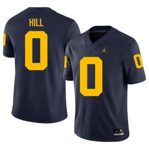 NCAA Men's #0 Navy U-M Jyaire Hill College Football Jerseys 734134-171