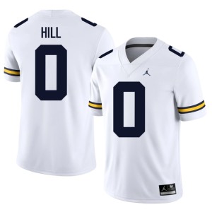 Limited Mens MICH College Football Jyaire Hill #0 White Jersey 846020-891