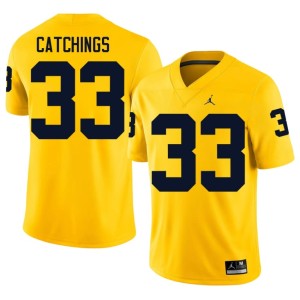 Official Men #33 College Football Michigan Kaden Catchings Maize Jerseys 828272-987