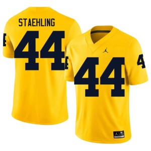 NCAA #44 Nathaniel Staehling College Football Maize Michigan Mens Jersey 183524-262