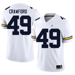 Alumni Mens College Football White Nico Crawford #49 UMich Jersey 711243-682
