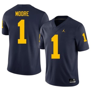 University Mens #1 College Football Michigan Wolverines Rod Moore Navy Jerseys 356798-844