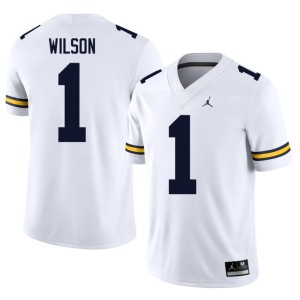 NCAA #1 Roman Wilson Men's UMich White College Football Jerseys 570527-969