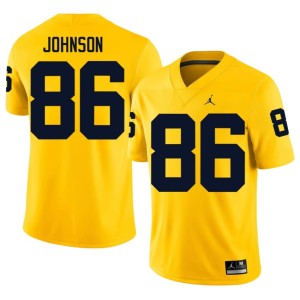 High School Michigan Wolverines Men Maize #86 College Football Travis Johnson Jerseys 836346-194