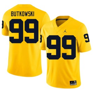 NCAA Trey Butkowski #99 UMich Men College Football Maize Jerseys 921054-340