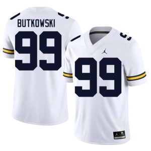 Embroidery White Mens University of Michigan #99 College Football Trey Butkowski Jersey 349784-533