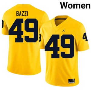 Stitched Wolverines College Football Adam Bazzi Maize Womens #49 Jersey 979605-478