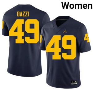 University University of Michigan Wolverines Navy #49 Adam Bazzi College Football Women Jerseys 352193-954