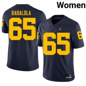 Player University of Michigan Wolverines Andrew Babalola College Football Navy #65 Women Jersey 565013-993