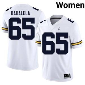 NCAA College Football White University of Michigan Wolverines #65 Women's Andrew Babalola Jerseys 823894-229