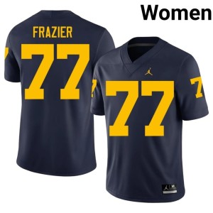 Game U-M #77 Navy Blake Frazier College Football Women Jerseys 305190-353