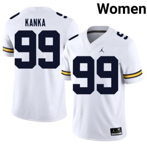 Stitched MICH #99 Womens College Football Bobby Kanka White Jerseys 674359-596
