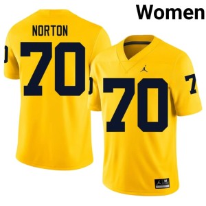 University #70 Maize Brady Norton Women University of Michigan Wolverines College Football Jerseys 824800-219