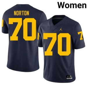 Replica Brady Norton Navy #70 College Football UMich Women Jerseys 694976-743