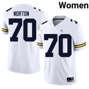 Player Brady Norton White College Football Michigan #70 Women Jerseys 150104-741