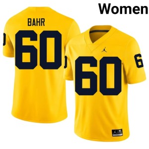 2026-27 #60 University of Michigan Wolverines Maize Womens Brooks Bahr College Football Jersey 122186-886