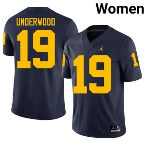 High School Women Navy Bryce Underwood Michigan Wolverines #19 College Football Jerseys 858145-869
