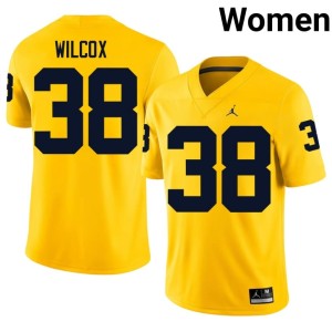 Player Maize #38 Wolverines Women Bryce Wilcox College Football Jersey 947334-489