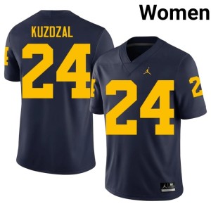 High School Navy Women U-M #24 Bryson Kuzdzal College Football Jerseys 153203-895