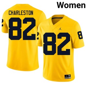 Replica University of Michigan Wolverines Womens C.J. Charleston Maize #82 College Football Jerseys 336756-779