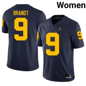 High School #9 Navy College Football Women's Cameron Brandt Wolverines Jerseys 745465-632