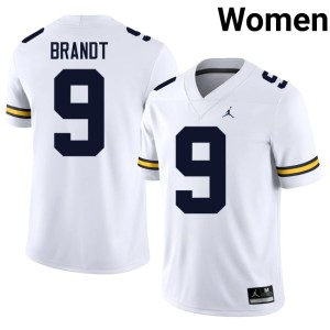 Replica Cameron Brandt University of Michigan White College Football Women's #9 Jerseys 380152-383