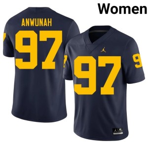 High School Michigan Wolverines Womens Navy Chibi Anwunah College Football #97 Jersey 441112-850