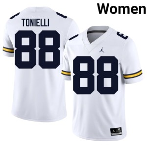 Game Deakon Tonielli Womens #88 College Football University of Michigan White Jersey 590819-323