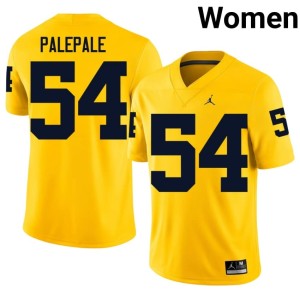 Game #54 Michigan College Football Maize Deyvid Palepale Women's Jersey 636712-205